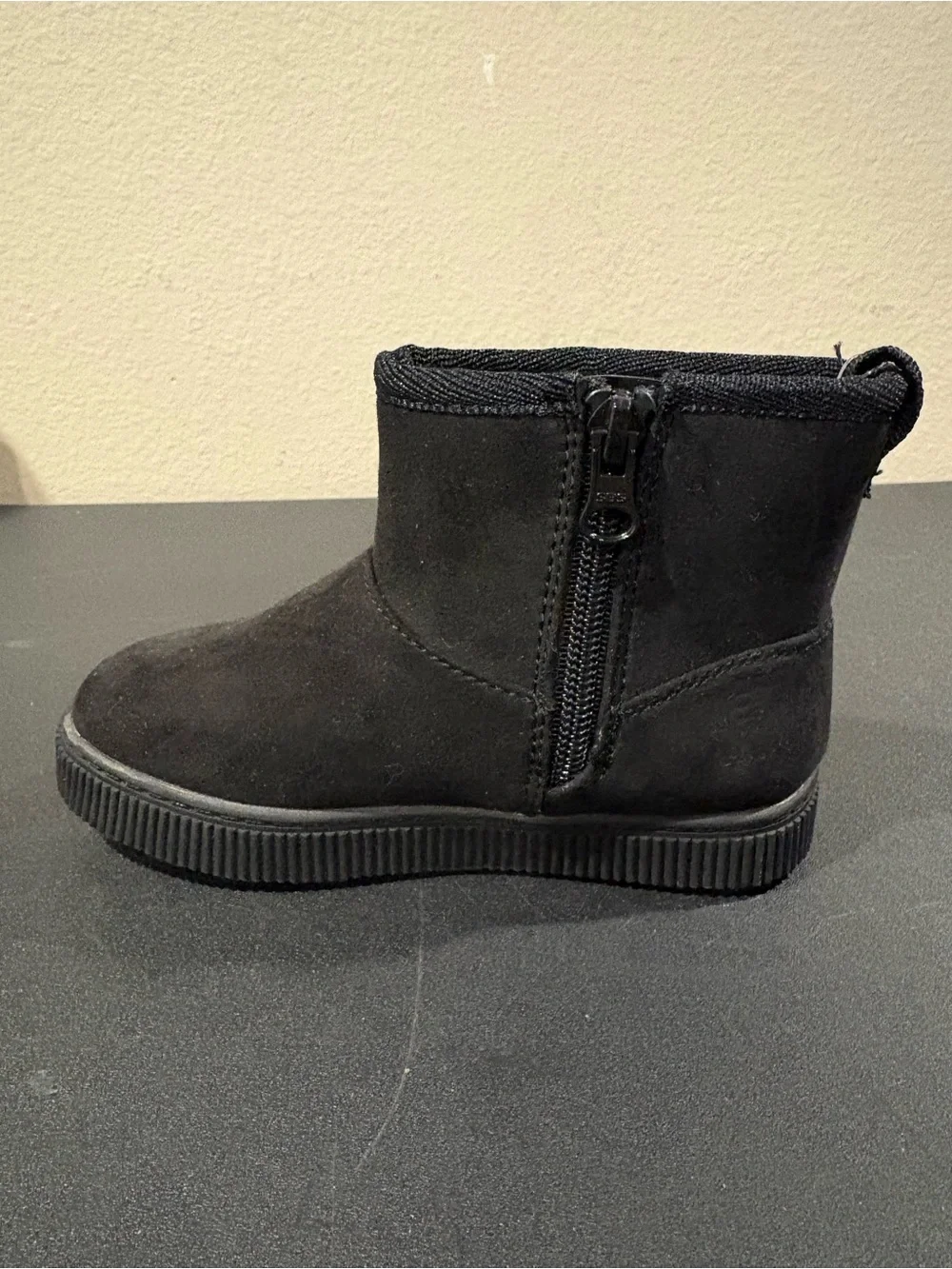 Cat & Jack Girls Arlo Zipper Shearling Style Black Boots Toddler Infant Size 5